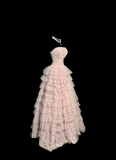 Pretty Ball Gown Strapless Tulle Light Pink Long Quinceanera Dress Formal Gowns Vestido De 15 Anos Sweet 16 Dress HZ1214