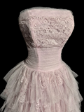 Pretty Ball Gown Strapless Tulle Light Pink Long Quinceanera Dress Formal Gowns Vestido De 15 Anos Sweet 16 Dress HZ1214