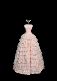 Pretty Ball Gown Strapless Tulle Light Pink Long Quinceanera Dress Formal Gowns Vestido De 15 Anos Sweet 16 Dress HZ1214