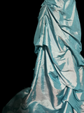 Pretty Ball Gown Sweetheart Blue Taffeta Long Quinceanera Dress Formal Gowns Vestido De 15 Anos Sweet 16 Dress HZ1214