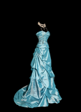 Pretty Ball Gown Sweetheart Blue Taffeta Long Quinceanera Dress Formal Gowns Vestido De 15 Anos Sweet 16 Dress HZ1214