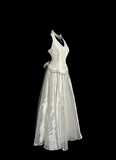 Vintage Bridal Gown 1960s Ball Gown Halter White Sleeveless Lace Long Wedding Dresses Elegant Bridal Gowns HZ1214