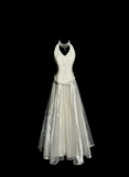 Vintage Bridal Gown 1960s Ball Gown Halter White Sleeveless Lace Long Wedding Dresses Elegant Bridal Gowns HZ1214