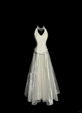 Vintage Bridal Gown 1960s Ball Gown Halter White Sleeveless Lace Long Wedding Dresses Elegant Bridal Gowns HZ1214