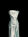 Vintage A line Strapless Sleeveless Light Sky Blue Satin Petite Mother Of Bride Dress Party Gown Floor Length For Summer Women Wedding HZ1214
