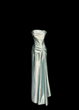 Vintage A line Strapless Sleeveless Light Sky Blue Satin Petite Mother Of Bride Dress Party Gown Floor Length For Summer Women Wedding HZ1214