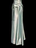Vintage A line Strapless Sleeveless Light Sky Blue Satin Petite Mother Of Bride Dress Party Gown Floor Length For Summer Women Wedding HZ1214