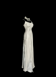 Vintage Mermaid Spaghetti Straps White Satin Long Prom Dresses Party Dress Birthday Outfits Graduation Dresses HZ1214
