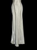 Vintage Mermaid Spaghetti Straps White Satin Long Prom Dresses Party Dress Birthday Outfits Graduation Dresses HZ1214