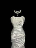 Vintage Mermaid Sweetheart White Satin Long Prom Dresses Party Dress 20th Birthday Outfits Graduation Dresses HZ1214