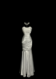 Vintage Mermaid Sweetheart White Satin Long Prom Dresses Party Dress 20th Birthday Outfits Graduation Dresses HZ1214