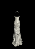Vintage Mermaid Sweetheart White Satin Long Prom Dresses Party Dress 20th Birthday Outfits Graduation Dresses HZ1214
