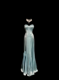 Vintage Mermaid Sweetheart Light Sky Blue Satin Long Prom Dresses Party Dress 20th Birthday Outfits Graduation Dresses HZ1214
