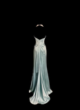 Vintage Mermaid Sweetheart Light Sky Blue Satin Long Prom Dresses Party Dress 20th Birthday Outfits Graduation Dresses HZ1214
