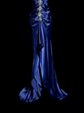 Vintage High Low Spaghetti Straps Royal Blue Satin Long Prom Dresses Party Dress 20th Birthday Outfits Graduation Dresses HZ1214