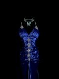 Vintage High Low Spaghetti Straps Royal Blue Satin Long Prom Dresses Party Dress 20th Birthday Outfits Graduation Dresses HZ1214