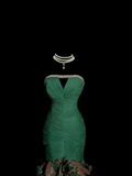 Niulatu Mermaid Strapless Dark Green 90s Long Prom Dresses Party Dress 20th Birthday Outfits Graduation Dresses HZ1214
