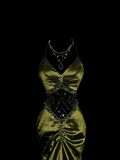 Niulatu Mermaid Halter Olive Green 1950s Retro Classy Satin Long Prom Dresses Party Dress 21st Birthday Outfits Graduation Dresses HZ1214