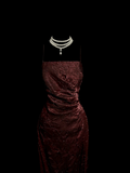 Niulatu Sheath Spaghetti Straps Wine Red 90s Long Prom Dresses Party Dress 30th Birthday Outfits Graduation Dresses HZ1214