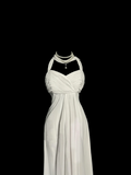 Niulatu Bridal Dress Sheath Halter Chiffon White Long Wedding Dress Simple Wedding Dresses Modest Wedding Gowns HZ1214