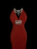 Niulatu Mermaid V Neck Red 1950s Retro Classy Chiffon Long Prom Dresses Party Dress 21st Birthday Outfits Graduation Dresses HZ1214