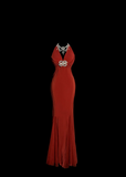 Niulatu Mermaid V Neck Red 1950s Retro Classy Chiffon Long Prom Dresses Party Dress 21st Birthday Outfits Graduation Dresses HZ1214