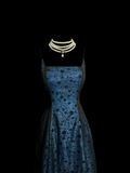 Niulatu A Line Spaghetti Straps 1950s Retro Classy Lace Navy Blue Prom Dresses Party Dress 21st Birthday Outfits Graduation Dresses HZ1214