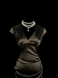 Niulatu Sheath V Neck Cap Sleeves Satin Petite Mother Of Bride Dress Party Gown Knee Length For Summer Women Wedding HZ1214