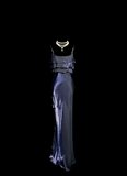 Niulatu Mermaid Spaghetti Straps Navy Blue 1950s Retro Classy Satin Long Prom Dresses Party Dress 21st Birthday Outfits Graduation Dresses HZ1214
