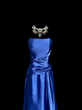 Classy Mermaid Royal Blue Satin Maxi Dress Evening Dress Long Prom Dresses HZ1214