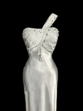 Niulatu Mermaid One Shoulder Satin 90s Long Prom Dresses Party Dress 30th Birthday Outfits Graduation Dresses HZ1214