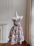 Pretty A line Straps Floral Satin Summer 16th Birthday Dresses For Teens Hoco Dress Mini 18th Birthday Outfit Cocktail Dresses For Women HZ1214