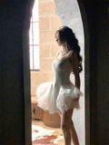 Pretty A line Square White Summer 16th Birthday Dresses For Teens Hoco Dress Mini 18th Birthday Outfit Cocktail Dresses For Women HZ1214