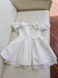 Pretty A line Spaghetti Straps White Summer 16th Birthday Dresses For Teens Hoco Dress Mini 18th Birthday Outfit Cocktail Dresses For Women HZ1214