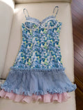 Pretty A line Spaghetti Straps Floral Summer 16th Birthday Dresses For Teens Hoco Dress Mini 18th Birthday Outfit Cocktail Dresses For Women HZ1214
