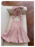 Pretty Ball Gown Square Neck Pink Sequin Summer 16th Birthday Dresses For Teens Hoco Dress Mini 18th Birthday Outfit Cocktail Dresses For Women HZ1214