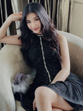 Pretty Sheath High Neck Black Summer 16th Birthday Dresses For Teens Hoco Dress Mini 18th Birthday Outfit Cocktail Dresses For Women HZ1214
