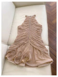 Pretty Sheath High Neck Champagne Summer 16th Birthday Dresses For Teens Hoco Dress Mini 18th Birthday Outfit Cocktail Dresses For Women HZ1214