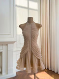 Pretty Sheath High Neck Champagne Summer 16th Birthday Dresses For Teens Hoco Dress Mini 18th Birthday Outfit Cocktail Dresses For Women HZ1214