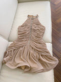 Pretty Sheath High Neck Champagne Summer 16th Birthday Dresses For Teens Hoco Dress Mini 18th Birthday Outfit Cocktail Dresses For Women HZ1214