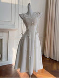 Elegant A Line Spaghetti Straps White Satin Sleeveless Long Evening Party Gowns Evening Formal Dresses Prom Dress HZ1214