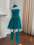 Pretty A line Strapless Chiffon Blue Summer 16th Birthday Dresses For Teens Hoco Dress Mini 18th Birthday Outfit Cocktail Dresses For Women HZ1214