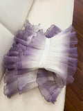 Cute Ball Gown Strapless Lilac Tulle 8th Graduation Dresses Homecoming Dress Summer Middle School Formal Baddie Hoco Dresses Cocktail Dress HZ1214