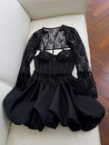 Trendy Ball Gown Spaghetti Straps Black Lace Formal Short 8th Grade Homecoming Dress Summer Middle School Hoco Dresses Birthday Outfits HZ1214