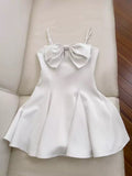 Trendy A line Spaghetti Straps White Satin Formal Short 8th Grade Homecoming Dress Summer Middle School Hoco Dresses Birthday Outfits HZ1214