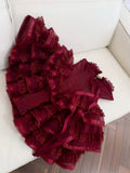 Cute Ball Gown Spaghetti Straps Burgundy Lace 8th Graduation Dresses Homecoming Dress Summer Middle School Formal Baddie Hoco Dresses Cocktail Dress HZ1214