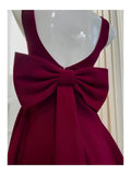 Trendy A line Square Burgundy Satin Sleeveless Formal Short 8th Grade Homecoming Dress Summer Middle School Hoco Dresses Cocktail Dress Birthday Outfits HZ1214