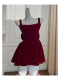 Trendy A line Square Burgundy Satin Sleeveless Formal Short 8th Grade Homecoming Dress Summer Middle School Hoco Dresses Cocktail Dress Birthday Outfits HZ1214