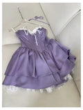 Trendy Ball Gown Sweetheart Lilac Satin Sleeveless Formal Short 8th Grade Homecoming Dress Summer Middle School Hoco Dresses Cocktail Dress Birthday Outfits HZ1214