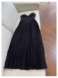 Elegant A line Spaghetti Straps Black Chiffon Sleeveless Long Evening Party Gowns Evening Formal Dresses Prom Dress HZ1214